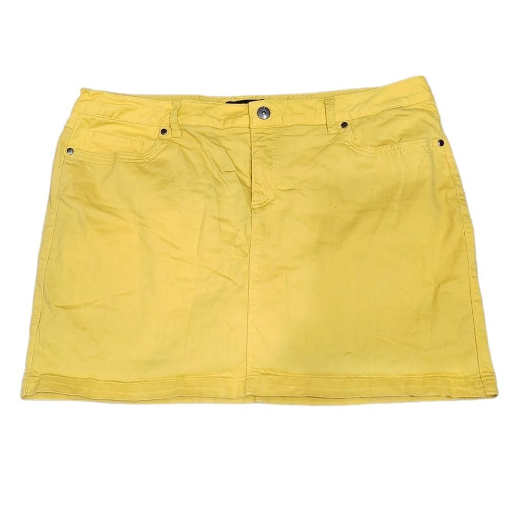 Lane Bryant Mini Denim Yellow Scooter Skort Skirt Size 22